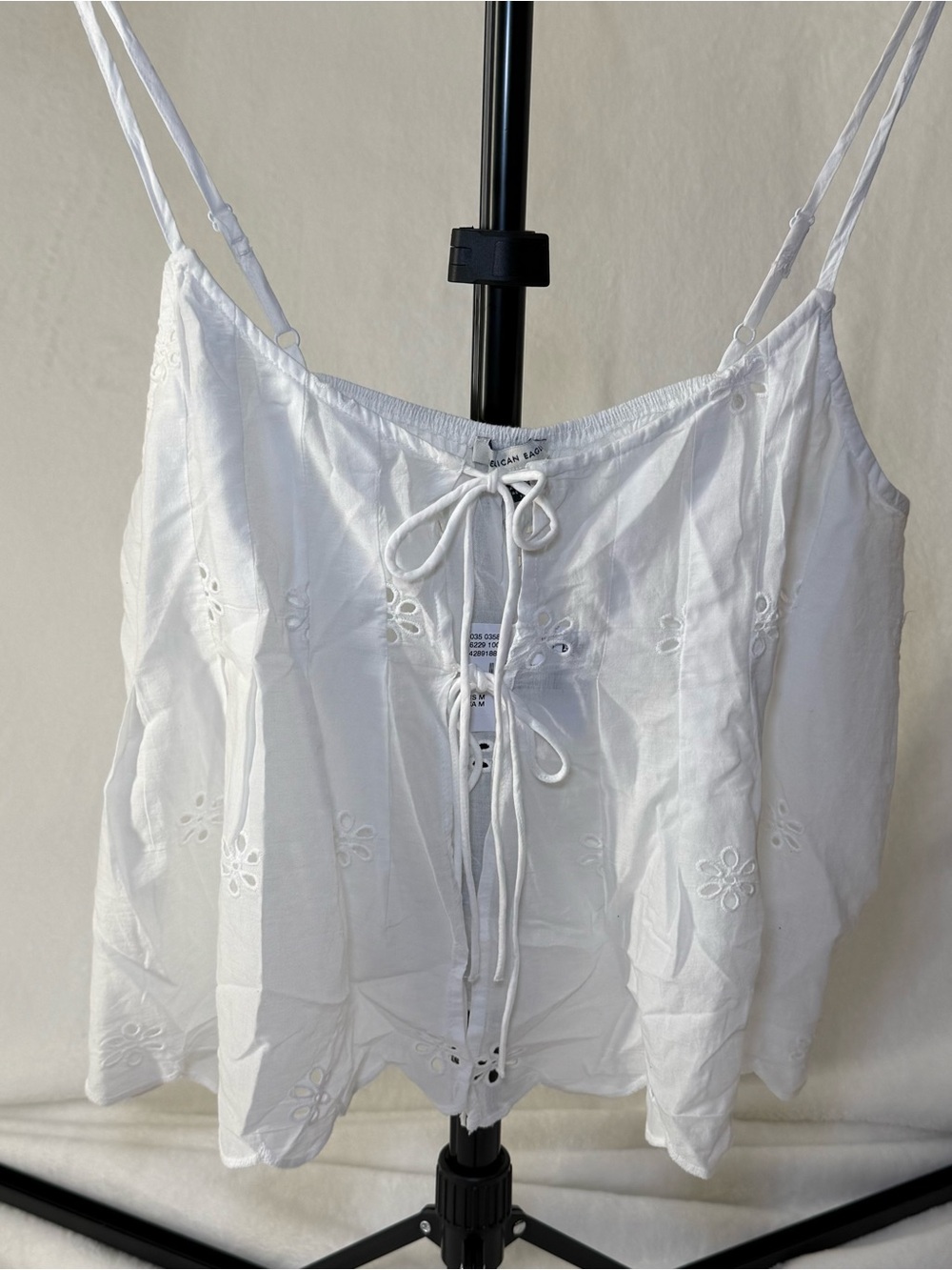 American Eagle Outfitters White Eyelet Tie-Front Cami